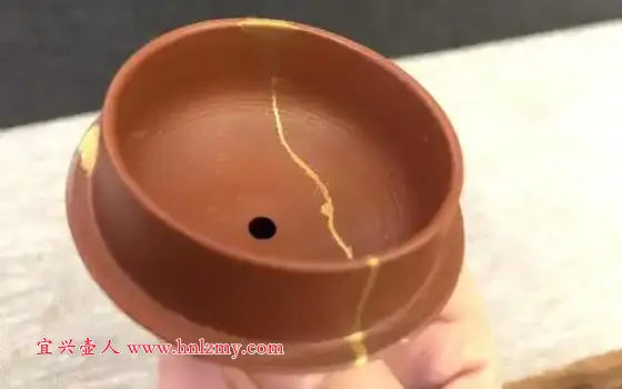 紫砂壶开裂修补后的效果
