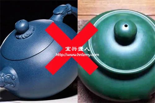 蓝色和绿色的紫砂壶都是添加氧化钴的化工壶