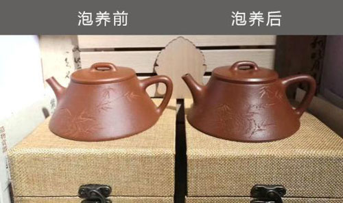 紫砂壶养出来前后对比图